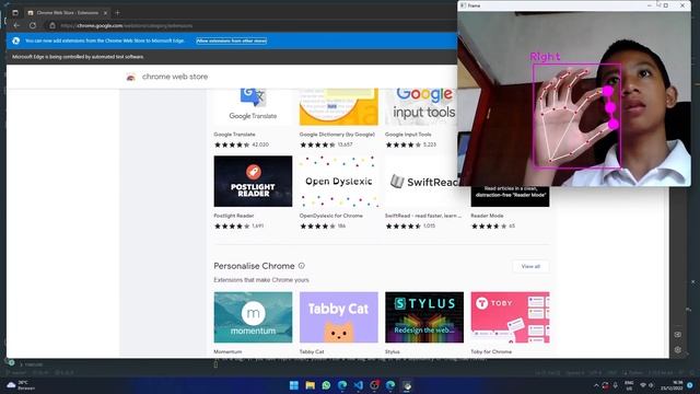 OpenCV Python Hand tracking || Scrolling website