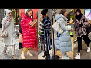 Как утеплились Россиянки? Пуховики  Шубы Пальто Стрит стайл Снегурочки в Петербурге