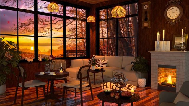 Осенняя уютная кофейня 4K Мягкая джазовая фортепианная музыка для отдыха, учебы и работы #1 смотреть онлайн