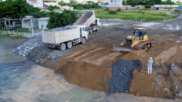 Part 210| updating! Continue build the road connecting other side by Heavy Trucks & bulldozer pushe смотреть онлайн