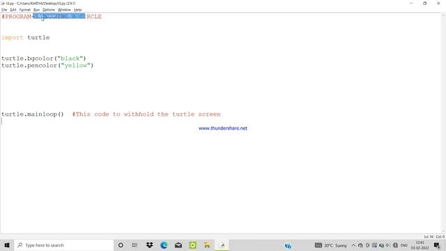 PYTHON TURTLE TUTORIAL | PROGRAM- 3 | CIRCLE DRAWING