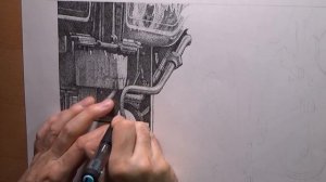 Steam Train Ink Stippling Timelapse Demo Part 1