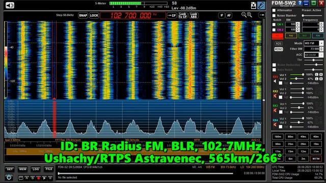 28.09.2023 06:35UTC, [Tropo], Радиус ФМ, Ушачи, Белоруссия, 102.7МГц, 565км