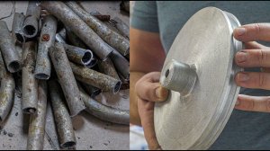 Шкив из отходов /Реинкарнация раскладушки /Литье алюминия/Шкив на токарном станке /DIY