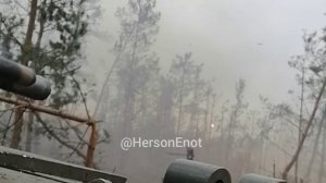 Экипаж БМД-4 пробивает просеку до опорного пункта боевиков,