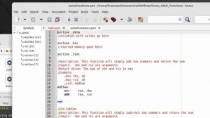 Assembly 28b: Simple Functions in x86_64 Linux