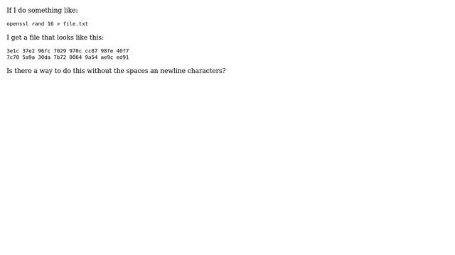 Unix & Linux: How do I create random hex digits without spaces? (2 Solutions!!) смотреть онлайн