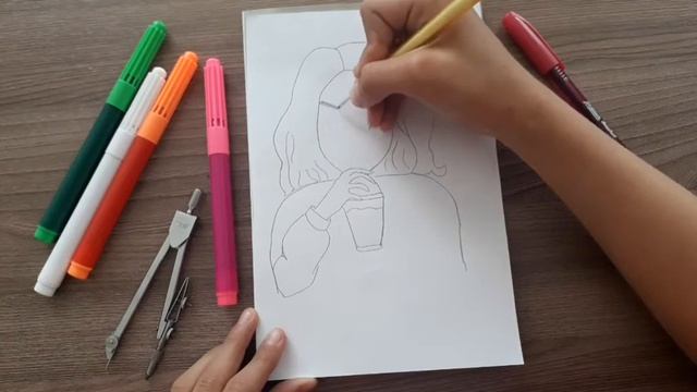 Как нарисовать девочку с лемонадом? Рисую девочку с лемонадом.