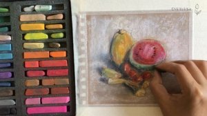 ?Садовые гостинцы, натюрморт сухой пастелью | Процесс рисования? Soft Pastels mungyo