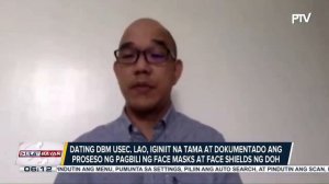 Dating DBM Usec. Lao, iginiit na tama at dokumentado ang proseso ng pagbili ng face masks ....