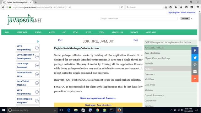Explain Serial Garbage Collector in Java.
| javapedia.net