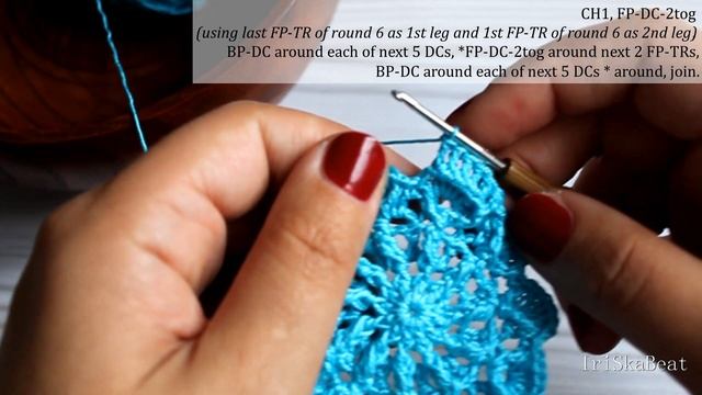 МК вязания снежинки Ariel(x6).Ariel snowflake(x6)video tutorial.IriSkaBeat/Ирина Малеева