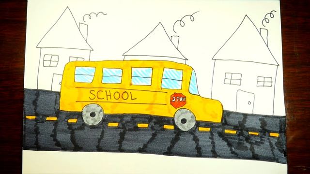 HOW TO DRAW A SCHOOL BUS ~ KIDS смотреть онлайн