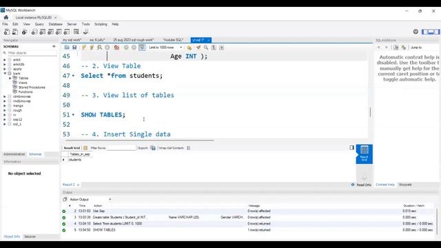 MySql Class 2 Table Creation, Insert Data into table | MySql