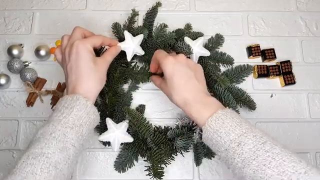 Новогоднее украшение на стол | Рождественский венок из нобилиса |  Новогодний декор