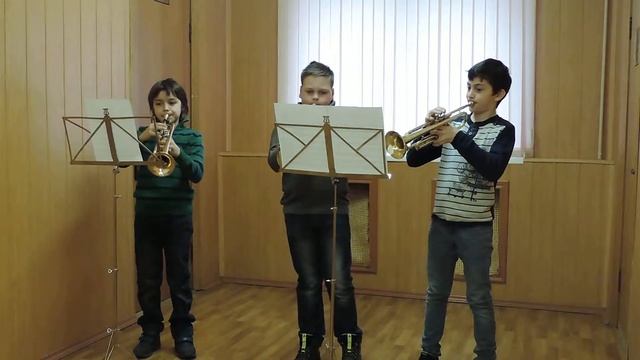 Ж.Буамортье:-Соната, 1часть, g- moll,ансамбль трубачей. смотреть онлайн