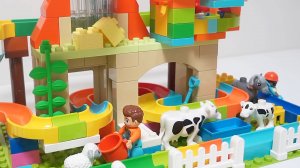 Развивающие детские игрушки. Конструктор Ферма Горка. Лошадь. Корова. Кошка. Овца