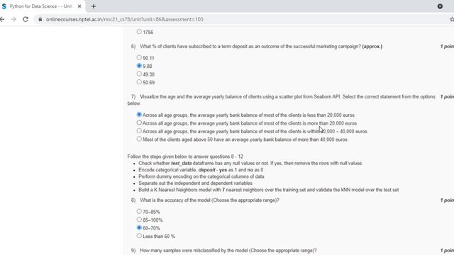 Python for Data Science : Non Proctored Exam Set 2 NPTEL