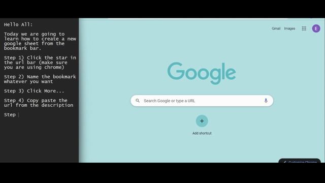 Create a Google Sheet from Bookmark Bar!!!