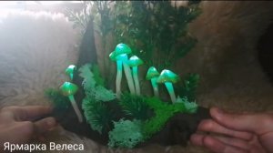 Светильник, ночник со светящимися грибами