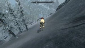 Skyrim AE Jumping from The Throat of the World on my Dwemer Horse