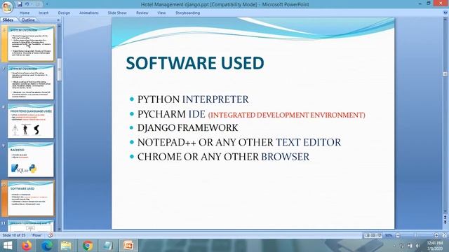 PPT  |  Hotel Management System PPT | Python Django Project PPT
