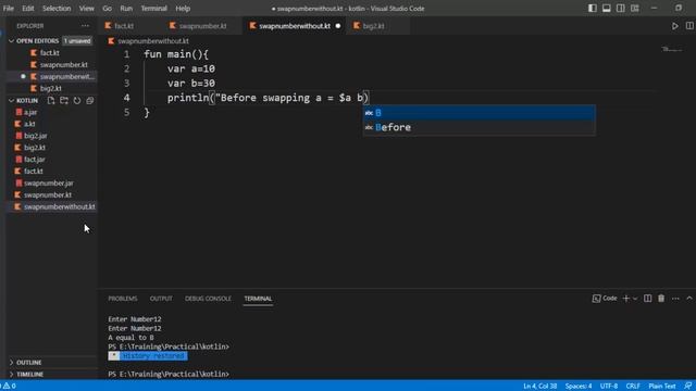 HOW TO SWAP TWO NUMBER WITHOUT USING THIRD VARIABLE | KOTLIN Example | Tamil Software