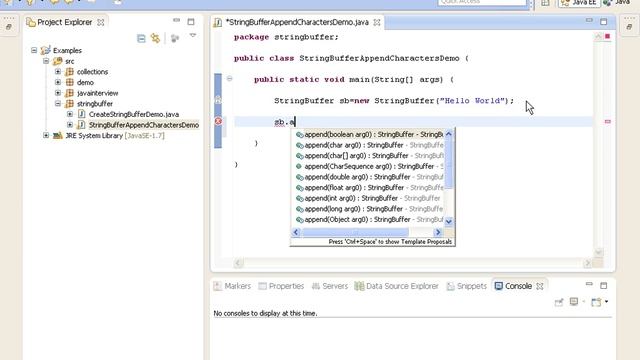 How to append characters to StringBuffer in java?