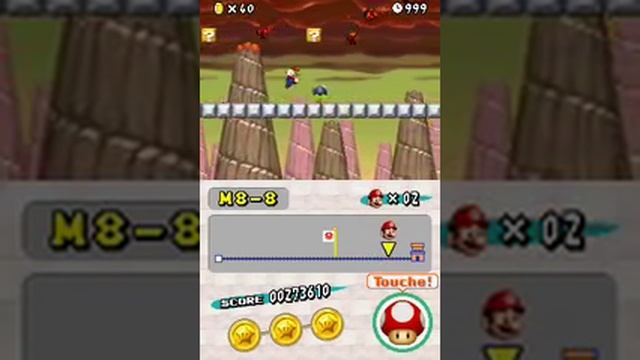 NSMB : hack in level 8-8 : faster/constant volcanic eruptions (with codes!)