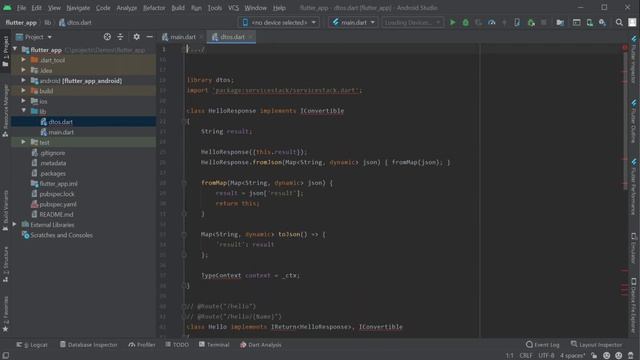Call C# .NET APIs from a Flutter Android App with native Dart client and DTOs