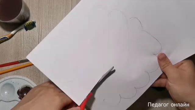 Рисуем осеннее дерево брызгами. Рисование ладошкой смотреть онлайн