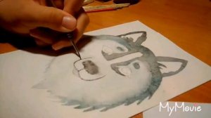 Рисунок акварелью. Хаски)))