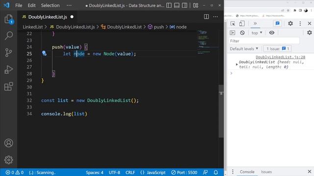 Data Structure and Algorithms #53 Doubly linked list in Javascript Bangla Push method Implementatio