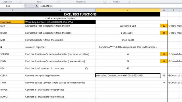 EAF#3 - Excel Text Functions - LEFT, RIGHT, MID, &, LEN, TRIM, CLEAN смотреть онлайн