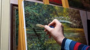 "Пруд с кувшинками". Олег Буйко. Живопись маслом. Process of creating oil painting from Oleg Buiko