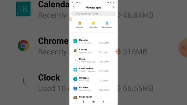 Quick apps service apps version check on redmi note 8