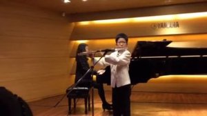 Aidan's flute debut at Yamaha