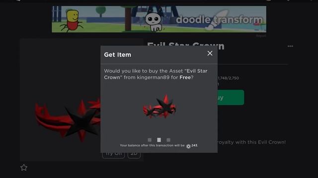 Failed At Sniping Evil Star Crown On Mobile Free Ugc Limited On Roblox смотреть онлайн