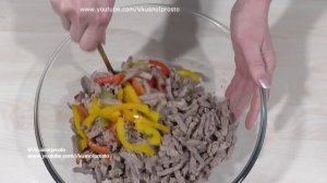 Невероятно Вкусный САЛАТ - ЗАКУСКА с мясом и овощами ''Хочу ещё''
