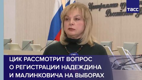 ЦИК рассмотрит вопрос о регистрации Надеждина и Малинковича на выборах