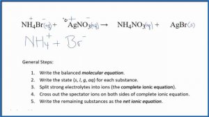 How to Write the Net Ionic Equation for NH4Br + AgNO3 = NH4NO3 + AgBr