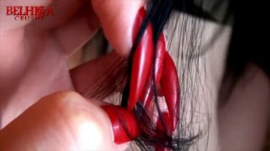 ASMR RED LONG NAILS  BLACK HAIR | АСМР ДЛИННЫЕ КРАСНЫЕ НОГТИ ГЛАДЯТ ЧЕРНЫЕ ВОЛОСЫ