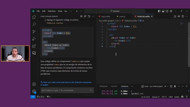 Aprendiendo svelte con Github Copilot chat