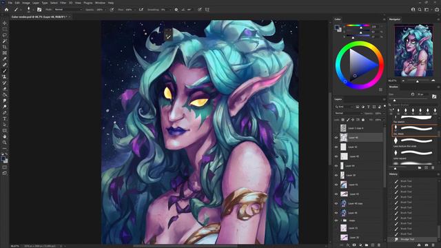 Digital Painting | Night Elf - World of Warcraft смотреть онлайн