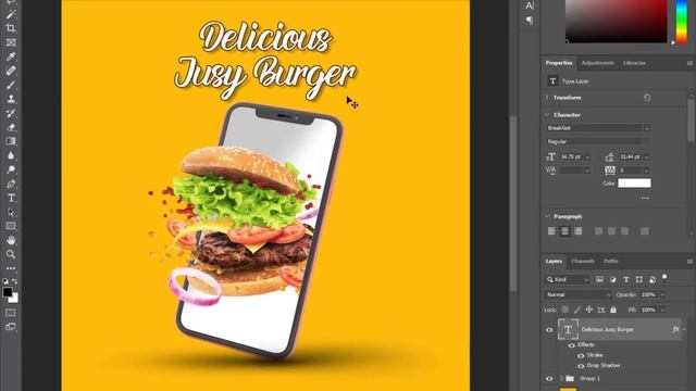 Creating #Social Post #Delicious Juicy #Burger in Photoshop 2022