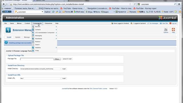 Установка русской локализации Joomla 1.6 смотреть онлайн