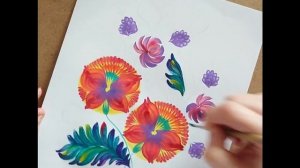 Мастер класс по петриковской росписи. Букет. Drawing lessons. Folk hand-painted