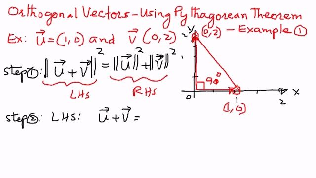 Orthogonal Vectors Using Pythagorean Theorem Example 1 смотреть онлайн