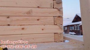 Сборка коробки профилированного бруса зимой # Строительство бани из бруса