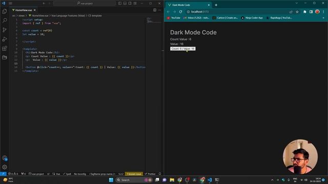 Vue 3 Reactivity |  #creatingforindia #Vue3 #WebDev #JavaScript #Frontend #DarkModeCode
